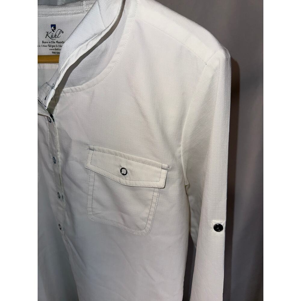 KÜHL Women’s Medium White Hooded Snap Front Lightweight Hiking Shirt - Picture 3 of 7